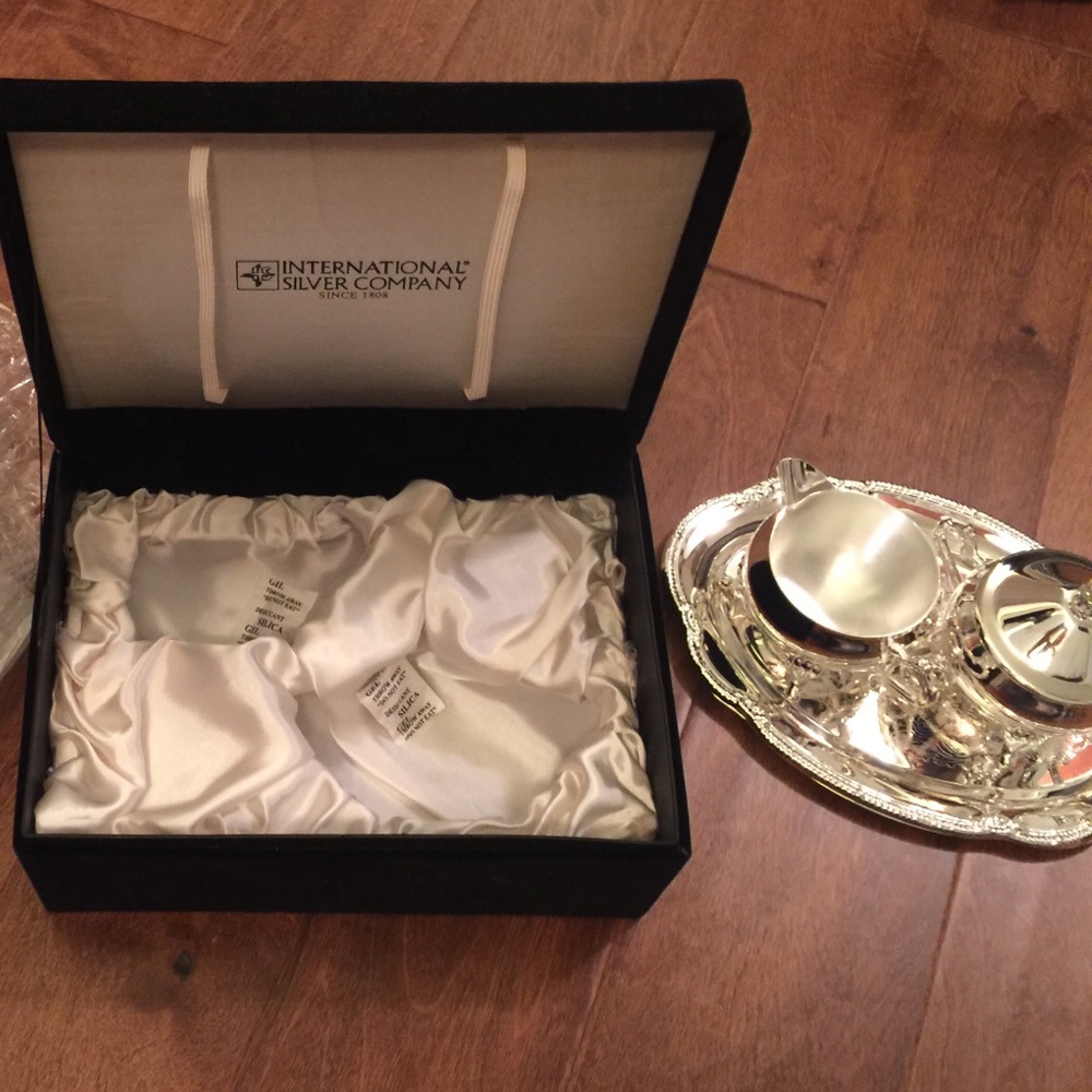 International Silver Company Polished Silver Condiment Set with Tray
